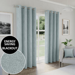 Enhanced Living Austin 100% Blackout, Thermal Blue Curtains With Eyelet Header (Pair) - 90X72 Inch (229X183Cm) - thumbnail 1