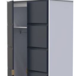 Bologna Ready Assembled Modern Matt Indigo & White Tall Double Wardrobe (H)1970mm (W)740mm (D)530mm - thumbnail 5