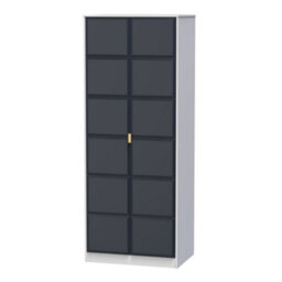 Bologna Ready Assembled Modern Matt Indigo & White Tall Double Wardrobe (H)1970mm (W)740mm (D)530mm - thumbnail 1