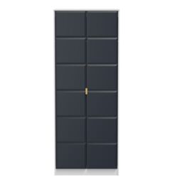 Bologna Ready Assembled Modern Matt Indigo & White Tall Double Wardrobe (H)1970mm (W)740mm (D)530mm - thumbnail 2