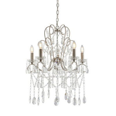 Luminosa Lighting Luminosa Berkley Chandeliers Aged Silver Paint, Clear Cut Glass, 5X E14 - image 1
