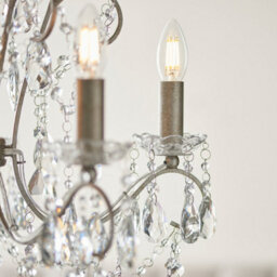 Luminosa Lighting Luminosa Berkley Chandeliers Aged Silver Paint, Clear Cut Glass, 5X E14 - thumbnail 7