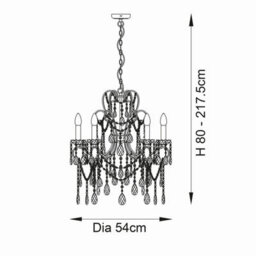 Luminosa Lighting Luminosa Berkley Chandeliers Aged Silver Paint, Clear Cut Glass, 5X E14 - thumbnail 8
