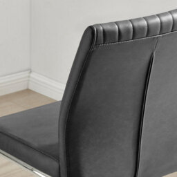 Furniturebox Uk Lorenzo 2X  Black Faux Leather & Silver Leg Counter Stools - thumbnail 7