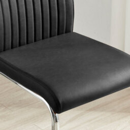 Furniturebox Uk Lorenzo 2X  Black Faux Leather & Silver Leg Counter Stools - thumbnail 6