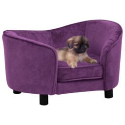 Berkfield Dog Sofa Burgundy 69X49X40 Cm Plush - thumbnail 1