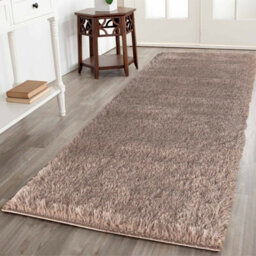 Modern Soft Plain Shimmer Shaggy Area Rugs Bronze 80X150 Cm - thumbnail 4