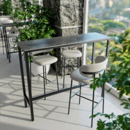 Fativo L120Xw40Xh105Cm Sintered Stone Marble Heavy Duty Kitchen Table Bar Table Pub Dining High Table, Black - thumbnail 8