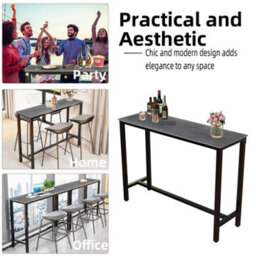 Fativo L120Xw40Xh105Cm Sintered Stone Marble Heavy Duty Kitchen Table Bar Table Pub Dining High Table, Black - thumbnail 6