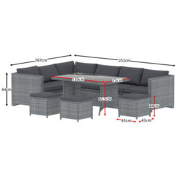 Lassic Garden Vida Belgrave Grey 9 Seater Balcony Garden Outdoor Ukfr Rattan Furniture Set - thumbnail 2
