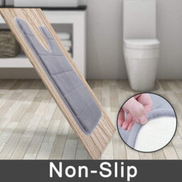 2-Piece Grey Memory Foam Bath Mat Set - Anti-Slip & Absorbent - 50X80Cm + 50X60Cm Toilet Pedestal Rug - thumbnail 7