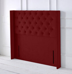 "Slumbre Chesterfield Winged Plush Velvet 6Ft Super King 50"" Floor Standing Headboard - Burgundy"