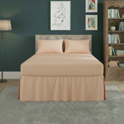 Fitted Valance Bed Sheet Polycotton Mattress Cover And Frill Easy Care Peach