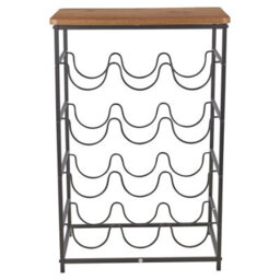 Urbn-Living 12 Bottle Wine Brown Rack Shelf Freestanding Metal Frame Wooden Top Display Stand - thumbnail 5