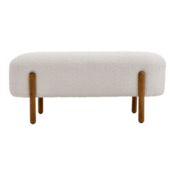 Living And Home Contemporary White Fabric Upholstered Hallway Bench Bed End Bench With Wood Legs W 1080 X D 415 X H 480 mm - thumbnail 3