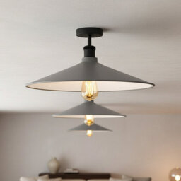 Pack Of 2 Industrial Semi Flush Mount Ceiling Lighting E27 Base Grey Metal Shade Ceiling Lamp Fixture For Kitchen With Bulb - thumbnail 6