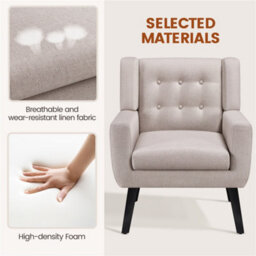Yaheetech Beige Button Tufted Accent Chair With Solid Wood Legs - thumbnail 5