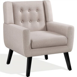 Yaheetech Beige Button Tufted Accent Chair With Solid Wood Legs - thumbnail 3