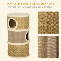 Pawhut Cat Scratching Barrel Pet Furniture Sisal Plushfor Indoor Cats, Khaki - thumbnail 6