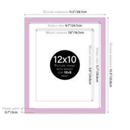 "12X10"" Lilac Frame With Mount For 10X8"" Pictures 20mm Thin Edge Portrait And Landscape Display With Wall Hooks And Kickstand" - thumbnail 2