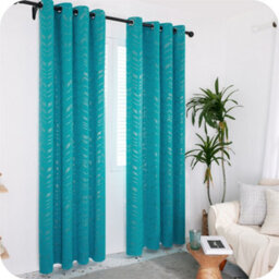 Deconovo Foil Printed Room Darkening Curtains Thermal Insulated Eyelet Curtains 46 X 54 Inch Peacock Blue 2 Panels - thumbnail 5
