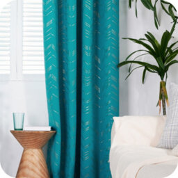 Deconovo Foil Printed Room Darkening Curtains Thermal Insulated Eyelet Curtains 46 X 54 Inch Peacock Blue 2 Panels - thumbnail 6