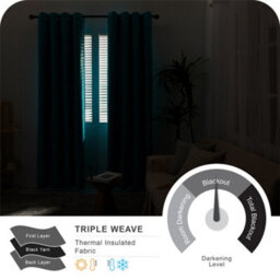 Deconovo Foil Printed Room Darkening Curtains Thermal Insulated Eyelet Curtains 46 X 54 Inch Peacock Blue 2 Panels - thumbnail 4