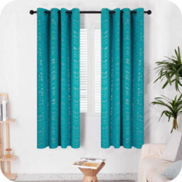 Deconovo Foil Printed Room Darkening Curtains Thermal Insulated Eyelet Curtains 46 X 54 Inch Peacock Blue 2 Panels - thumbnail 2