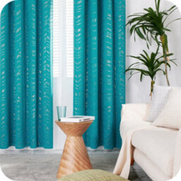 Deconovo Foil Printed Room Darkening Curtains Thermal Insulated Eyelet Curtains 46 X 54 Inch Peacock Blue 2 Panels - thumbnail 3