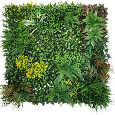 Artificial Plant Flower Living Wall Panels Realistic - Lowther Green - Indoor / Outdoor - 1M X 1M - Home, Garden, Office - image 1
