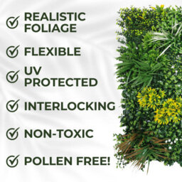 Artificial Plant Flower Living Wall Panels Realistic - Lowther Green - Indoor / Outdoor - 1M X 1M - Home, Garden, Office - thumbnail 3