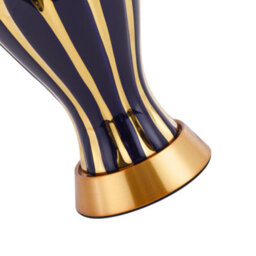 Happy Homewares Traditional Glossy Navy Midnight Blue And Polished Gold Ceramic Table Lamp Base - thumbnail 2