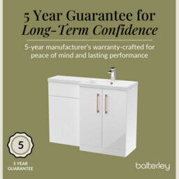 Balterley Right-Hand Bathroom Vanity And Wc Unit Combination With Basin - 1100mm - Gloss White With Copper Handles - thumbnail 6