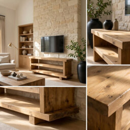 L100Xw29Xh50Cm 3 Tier Solid Wood Tv Unit / Solid Wood / Rustic Tv Stand - thumbnail 6