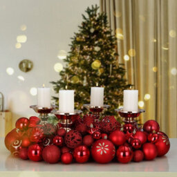 66 Pack Christmas Balls, Sturdy Plastic Tree Decorations, Indoor Outdoor Christmas Red - thumbnail 3