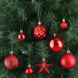 66 Pack Christmas Balls, Sturdy Plastic Tree Decorations, Indoor Outdoor Christmas Red - thumbnail 4