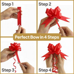 Shatchi 60Pcs Red 30mm/3Cm Large Ribbon Pull Bows For Gift Wrapping, Hampers, Florist Bouquets, Wedding Cars And Party Décor Pullbow - thumbnail 9