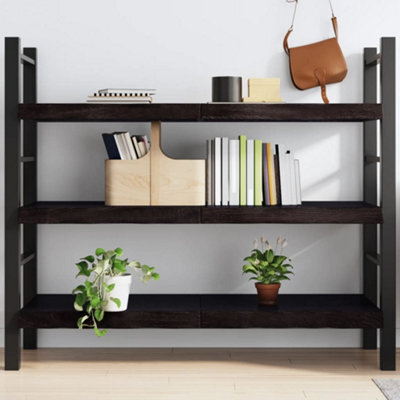 Berkfield Wall Shelf Dark Brown 140X50X(2-6) Cm Treated Solid Wood Oak - image 1