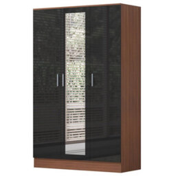 Reflect 2Pc Wardrobe Bundle - 2 Door Corner + 3 Door Mirror - Black Gloss & Walnut - H: 180Cm X W: 179Cm X D: 103Cm - thumbnail 8