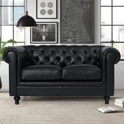 Furniture in Fashion Hertford Faux Leather 3 + 2 Seater Sofa Set In Black - thumbnail 2