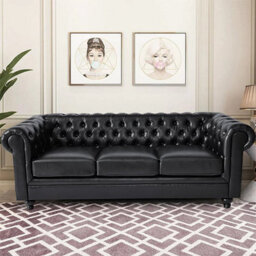 Furniture in Fashion Hertford Faux Leather 3 + 2 Seater Sofa Set In Black - thumbnail 3