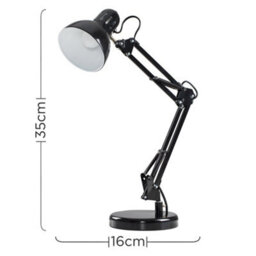 Valuelights Monda Retro Designer Style Adjustable Black Metal Bedside Desk Table Lamp - Includes 4W Led Golfball Bulb 3000K - thumbnail 8