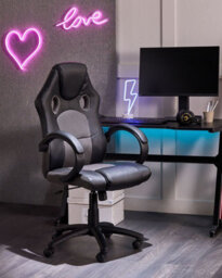 Beliani Office Chair Fighter Faux Leather Light Grey - thumbnail 2
