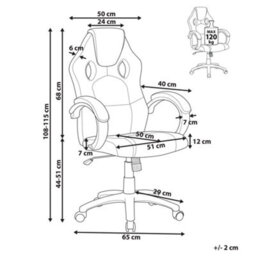 Beliani Office Chair Fighter Faux Leather Light Grey - thumbnail 3
