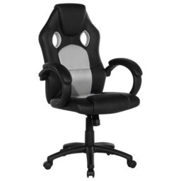 Beliani Office Chair Fighter Faux Leather Light Grey