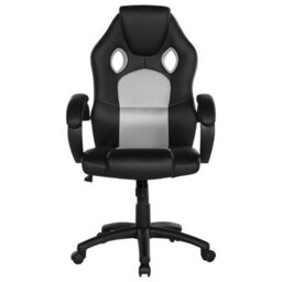 Beliani Office Chair Fighter Faux Leather Light Grey - thumbnail 4