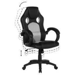 Beliani Office Chair Fighter Faux Leather Light Grey - thumbnail 8