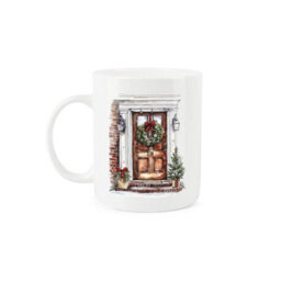 Purely Home Christmas Wreath Mug - Welcoming Home Front Door Xmas Gift Bone China Cup - thumbnail 2