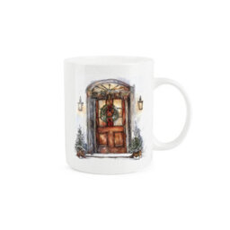 Purely Home Christmas Wreath Mug - Welcoming Home Front Door Xmas Gift Bone China Cup - thumbnail 1