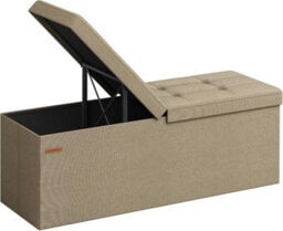 Songmics Foldable Storage Bench With Flip-Top Design, Sturdy Ottoman Seat For Bedroom Or Entryway, Camel Brown - thumbnail 7